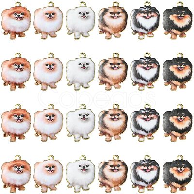 30Pcs 6 Styles Printed Alloy Pendants ENAM-CJ0005-33-1