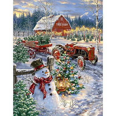 DIY Christmas Theme Rectangle Diamond Painting Kit XMAS-PW0001-154-08-1