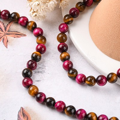 Natural Rose Tiger Eye and Yellow Tiger Eye Beads Strands X-G-G101-8mm-1-1