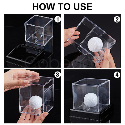 Square Transparent Acrylic Golf Ball Display Case AJEW-WH0323-05A-1