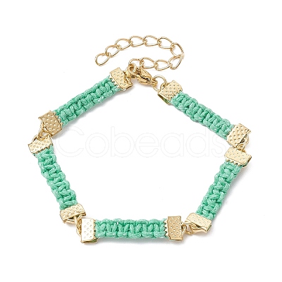 Braided Waxed Polyester Rectangle Link Chain Bracelets BJEW-JB10000-01-1