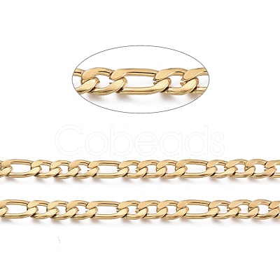 Ion Plating(IP) 304 Stainless Steel Figaro Chains CHS-E007-01G-1