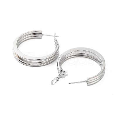 Tarnish Resistant 202 Stainless Steel Hoop Earrings EJEW-A041-03P-1