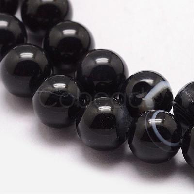 Natural Black Agate Bead Strands G-K166-13-10mm-05-1