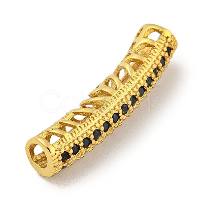 Brass Micro Pave Black Cubic Zirconia Beads KK-G493-12G-02-1