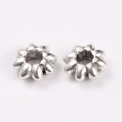 Tibetan Style Alloy Flower Spacer Beads TIBEB-0885-AS-LF-1