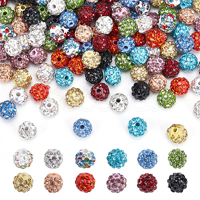 ARRICRAFT 120Pcs 12 Colors Rhinestone Pave Disco Ball Beads RB-AR0003-14A-1