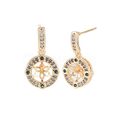 Brass Micro Pave Cubic Zirconia Stud Earring Findings KK-S364-063-1