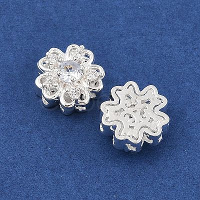 Rack Plating Brass Micro Pave Cubic Zirconia Beads KK-F879-05S-1