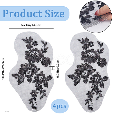 Flower Polyester Embroidery Sew on Appliques PATC-WH0012-32A-1