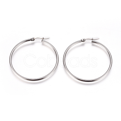 Tarnish Resistant 201 Stainless Steel Big Hoop Earrings X-EJEW-F237-02B-P-1