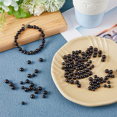 SUPERFINDINGS 400Pcs 2 Styles Undyed Natural Ebony Wood Beads WOOD-FH0001-99-1