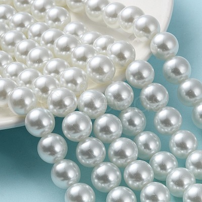 Baking Painted Pearlized Glass Pearl Round Bead Strands X-HY-Q003-12mm-01-1