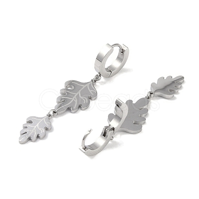 Non-Tarnish Leaf 304 Stainless Steel Dangle Earrings EJEW-L283-017P-1