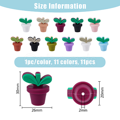 SUPERFINDINGS 11Pcs 11 Colors Leaf Pot Food Grade Eco-Friendly Silicone Beads SIL-FH0001-09-1