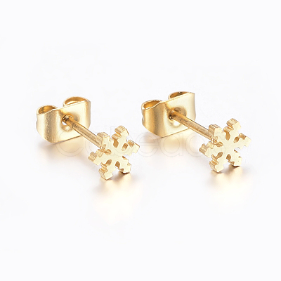 304 Stainless Steel Ear Studs X-EJEW-E225-01G-1