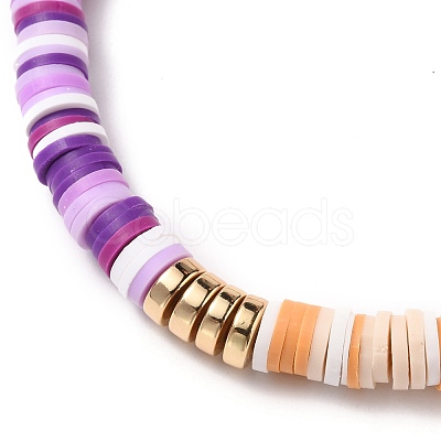 Polymer Clay Heishi Beads Stretch Bracelets BJEW-JB05740-1