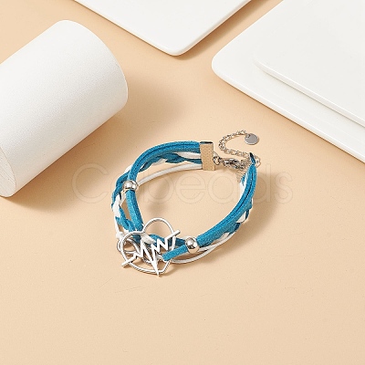 Alloy Heart Beat & 304 Stainless Steel Infinity Links Multi-strand Bracelet BJEW-TA00190-04-1