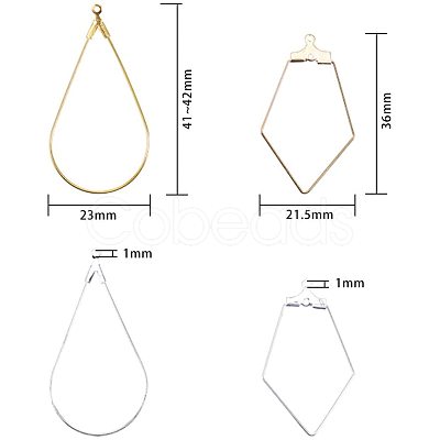 Steel & Brass Wire Pendants KK-NB0002-05-1