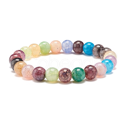 8.5MM Imitation Gemstone Glass Round Beads Stretch Bracelet for Women BJEW-JB07415-1