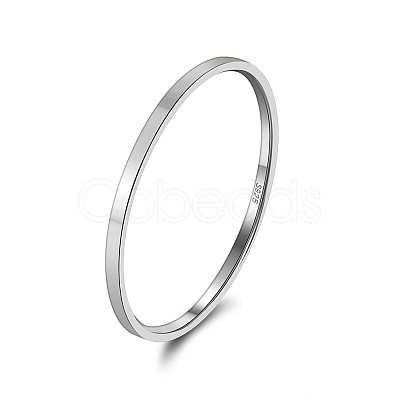 Anti-Tarnish Rhodium Plated 925 Sterling Silver Plain Band Rings RJEW-P099-01A-P-1