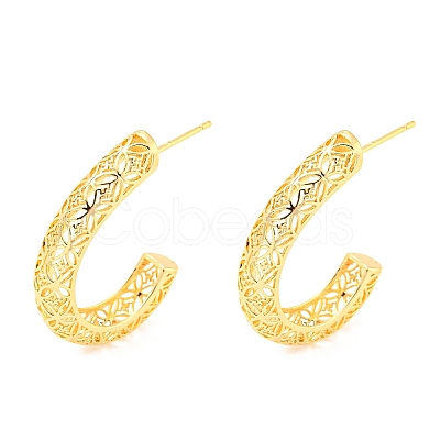 Rack Plating Brass Hollow Coin Pattern Stud Earrings EJEW-A028-20G-1