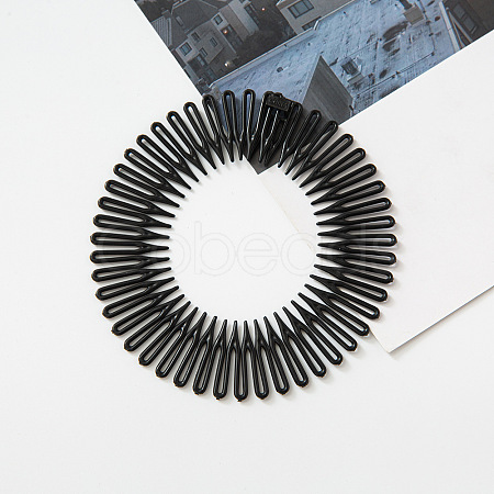 Plastic Full Circular Flexible Comb Hair Bands OHAR-PW0003-190B-1