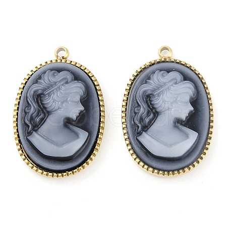 Opaque Resin Elegant Lady Cameo Pendants STAS-P366-45G-1