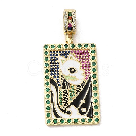 Brass Micro Pave Cubic Zirconia Pendants with Enamel KK-H458-04G-05-1