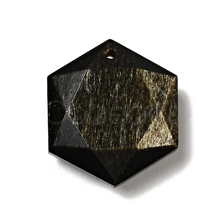 Natural Golden Sheen Obsidian Pendants G-D471-04-1