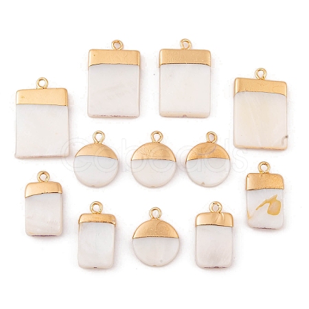 Electroplate Natural Freshwater Shell Pendants SHEL-TA0001-05-1