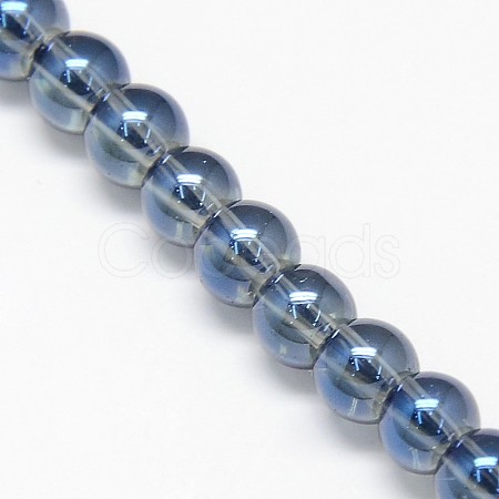 Electroplate Crystal Glass Round Beads Strands EGLA-F037-6mm-A03-1