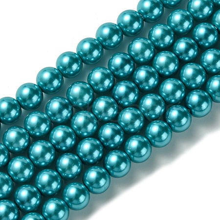 Eco-Friendly Dyed  Glass Pearl Round Bead Strands HY-A002-8mm-RB073-1