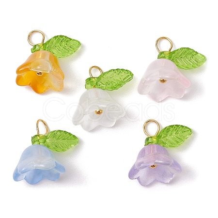 5Pcs 5 Color Glass Flower of Life Charms PALLOY-JF02301-01-1