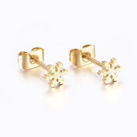 304 Stainless Steel Ear Studs X-EJEW-E225-01G-1