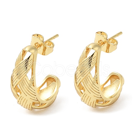 Hollow Crescent Moon Rack Plating Brass Stud Earrings EJEW-A027-02G-1