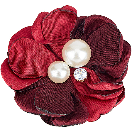 Cloth 3D Flower Brooch Pin JEWB-WH0022-92A-1