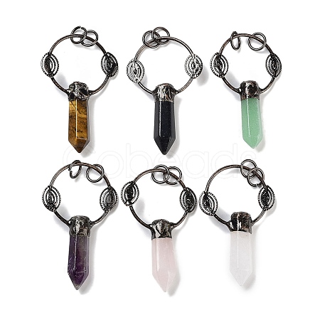 Natural Mixed Stone Faceted Pointed Bullet Big Pendants G-A221-02-1