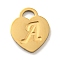 Ion Plating(IP) 304 Stainless Steel Pendants, Laser Cut, Heart with Letter Charm, Golden, Letter A, 15x12x1mm, Hole: 3x3.5mm