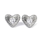 Heart 304 Stainless Steel Clear Cubic Zirconia Stud Earring for Women, Stainless Steel Color, 19.5x22.5mm