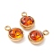 Ion Plating(IP) 304 Stainless Steel with K9 Glass, Real 18K Gold Plated, Dark Orange, 13.5x10x6.5mm, Hole: 2.5mm