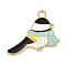 Alloy Enamel Pendants, Long-Lasting Plated, Golden, Bird Charm, Black, 19.5x25x1.5mm, Hole: 2mm