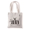 Cute Cat Printed Canvas Women's Tote Bags, with Handle, Shoulder Bags for Shopping, Rectangle, White, 37x33cm