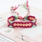 Ethnic Style Rhombus Polyester Braided Cord Bracelet, Adjustable Bracelet, Cerise, 5-7/8 inch(15cm)