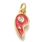 Rack Plating Brass Micro Pave Cubic Zirconia Pendants, with Enamel, Cadmium Free & Lead Free, Long-Lasting Plated, Real 18K Gold Plated, Heart, Red, 15x7x2mm, Hole: 3mm