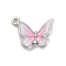 Alloy Enamel Pendants, Butterfly Charm, Platinum, 14x18x4mm, Hole: 1.4mm