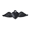 Rack Plating Alloy Enamel Pendants, Cadmium Free & Nickel Free & Lead Free, Heart with Wing Charm, Black, 11.5x31.5x2mm, Hole: 1.6mm