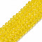 Glass Beads Strands, Faceted, Rondelle, Yellow, 2.9~3.3x2mm, Hole: 0.8mm, about 145~150pcs/strand, 34~35cm