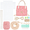 DIY Knitting Crochet Bags Kits, Including Yarn, Mesh Plastic Canvas Sheets, Bag Handles, Bag Strap Chains, Knitting Needles, Thread, Magnetic Clasp, Labels, D Ring, Pink