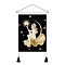 New Moon and Girl Hanging Tapestry Starry Sky Background Wall Living Room Bedroom Hanging Painting Can, Black, 350x500mm